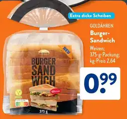 Aldi Süd GOLDÄHREN Burger Sandwich Angebot
