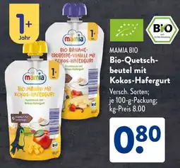 Aldi Süd MAMIA BIO Bio-Quetsch beutel mit Kokos-Hafergurt Angebot