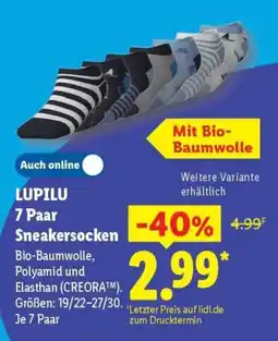 Lidl LUPILU 7 Paar Sneakersocken Angebot