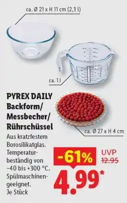 Lidl PYREX DAILY Backform/ Messbecher/ Rührschüssel Angebot
