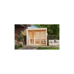 Netto Marken-Discount Karibu 38 mm Saunahaus Angelia 1-3 Saunaofen mit eingebauter Steuerung 9 kW naturbelassen Set Angebot