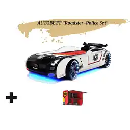 Netto Marken-Discount Autobett Kinderbett Roadster Police LED Sound Sportsitze Lattenrost Spoiler 90x190 cm Angebot