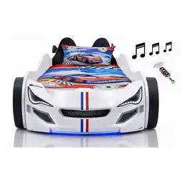 Netto Marken-Discount Autobett Kinder 90x200 Jungen LED Leuchte Unterbodenbeleuchtung Sound Fernbedienung Angebot