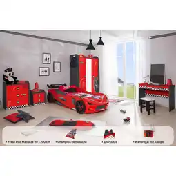Netto Marken-Discount Kinderzimmer komplett Set Autobett Rio 5 teilig Rot Angebot