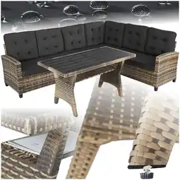 Netto Marken-Discount tectake Rattan Lounge, für 6 Personen, UV-beständig, Tisch mit Schraubfüßen Angebot