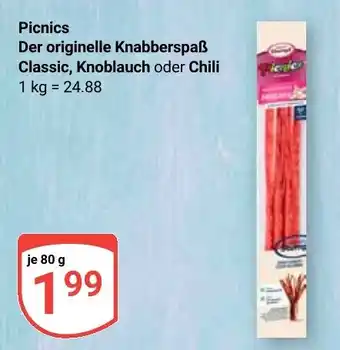 Globus Picnics Der originelle Knabberspaẞ Classic, Knoblauch oder Chili Angebot