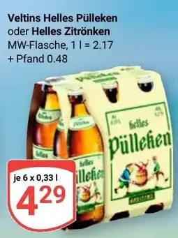 Globus Veltins Helles Pülleken oder Helles Zitrönken Angebot