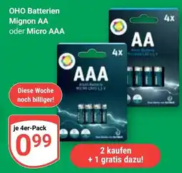 Globus OHO Batterien Mignon AA oder Micro AAA Angebot
