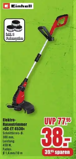 B1 Discount Baumarkt Einhell Elektro- Rasentrimmer GC-ET 4530 Angebot