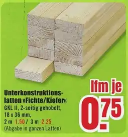 B1 Discount Baumarkt Unterkonstruktionslatten Fichte/Kiefer Angebot