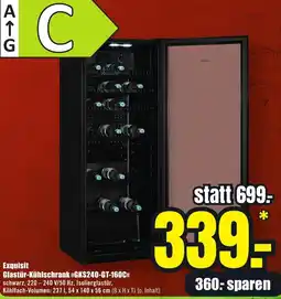 B1 Discount Baumarkt Exquisit Glastür-Kühlschrank GKS240-GT-160C Angebot