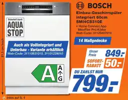 K+B Expert BOSCH Einbau-Geschirrspüler integriert 60cm SMI4CS310E Angebot