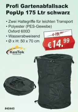 Stabilo Fachmarkt KesTek Profi Gartenabfallsack PopUp 175 Ltr schwarz Angebot