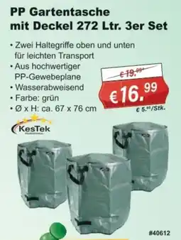 Stabilo Fachmarkt KesTek PP Gartentasche mit Deckel 272 Ltr. 3er Set Angebot