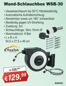 Stabilo Fachmarkt KesTek Wand-Schlauchbox WSB-30 Angebot