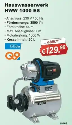 Stabilo Fachmarkt Güde Hauswasserwerk HWW 1000 ES Angebot