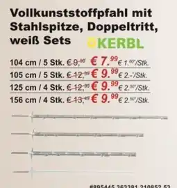 Stabilo Fachmarkt KERBL Vollkunststoffpfahl mit Stahlspitze, Doppeltritt, weiß Sets Angebot