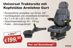 Stabilo Fachmarkt Universal Traktorsitz mit Kopfstütze Armlehne Gurt Angebot