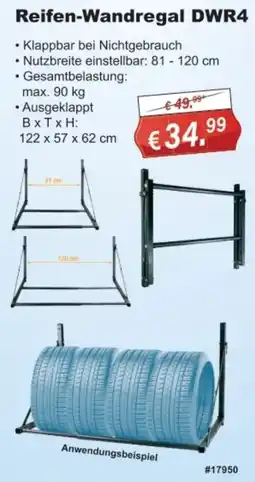 Stabilo Fachmarkt Reifen-Wandregal DWR4 Angebot