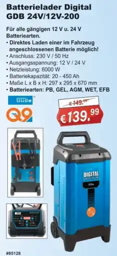 Stabilo Fachmarkt Güde Batterielader Digital GDB 24V/12V-200 Angebot