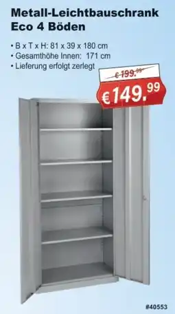 Stabilo Fachmarkt Metall-Leichtbauschrank Eco 4 Böden Angebot