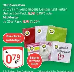 Globus OHO Servietten Angebot