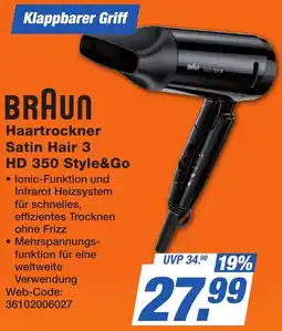 K+B Expert BRAUN Haartrockner Satin Hair 3 HD 350 Style&Go Angebot