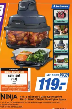 K+B Expert NINJA 4-in-1 Tragbares Glas-Kochsystem FN101EUGY CRISPI Blau/Cyber Space Angebot