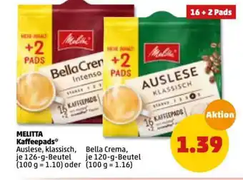 PENNY Melitta Kaffeepads 126g Beutel Angebot