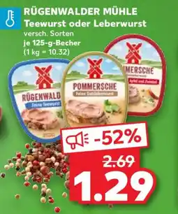Kaufland RÜGENWALDER MÜHLE Teewurst oder Leberwurst Angebot