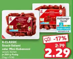 Kaufland K-CLASSIC Snack-Salami oder Mini-Kabanossi Angebot