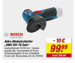 toom Baumarkt Bosch akku-winkelschleifer gws 12v-76 solo Angebot