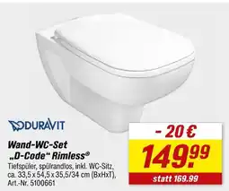 toom Baumarkt Duravit wand-wc-set d-code rimless Angebot