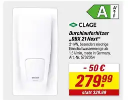 toom Baumarkt Clage durchlauferhitzer dbx 21 next Angebot