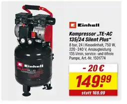 toom Baumarkt Einhell kompressor te-ac 135/24 silent plus Angebot