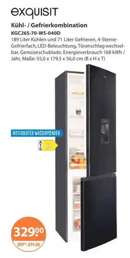 V Markt Exquisit kühl- / gefrierkombination kgc265-70-ws-040d Angebot