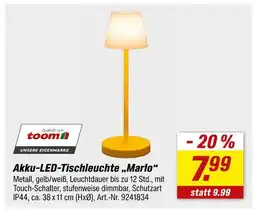 toom Baumarkt Toom akku-led-tischleuchte marlo Angebot