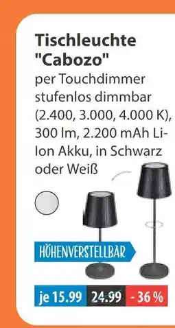V Markt Tischleuchte 'cabozo' schwarz Angebot