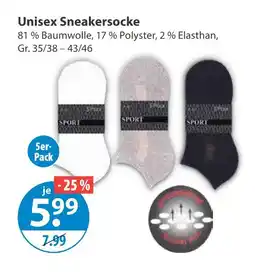 V Markt Unisex sneakersocke Angebot