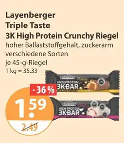 V Markt Layenberger triple taste 3k high protein crunchy riegel Angebot