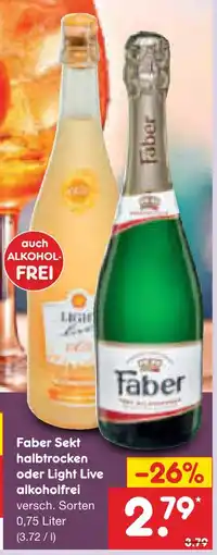 Netto Marken-Discount Faber oder light live sekt halbtrocken oder alkoholfrei Angebot