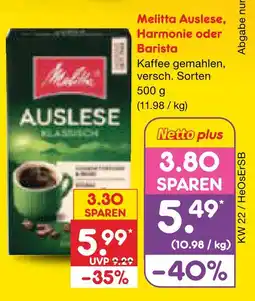 Netto Marken-Discount Melitta auslese, harmonie oder barista Angebot