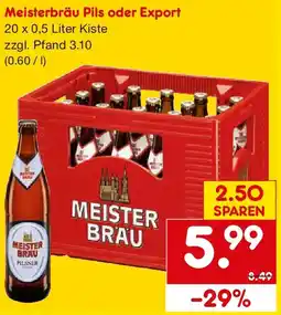 Netto Getränke Discount Meisterbräu Pils oder Export Angebot