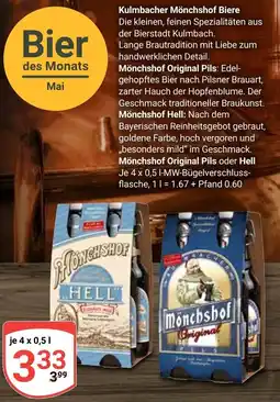 Globus Mönchshof Original Pils oder Hell Angebot