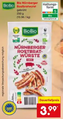 Netto Marken-Discount Biobio bio nürnberger rostbratwurst Angebot