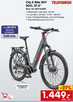 Netto Marken-Discount TELEFUNKEN City E-Bike SUV 500, 27,5" Angebot