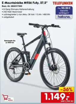 Netto Marken-Discount TELEFUNKEN E-Mountainbike M936 Fully, 27,5" Angebot