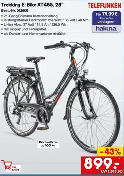 Netto Marken-Discount TELEFUNKEN Trekking E-Bike XT485, 28" Angebot