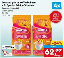 Netto Marken-Discount Lavazza ganze Kaffeebohnen, z.B. Spezial Edition Vibrante Angebot