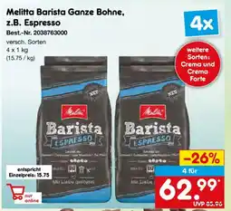 Netto Marken-Discount Melitta Barista Ganze Bohne, z.B. Espresso Angebot